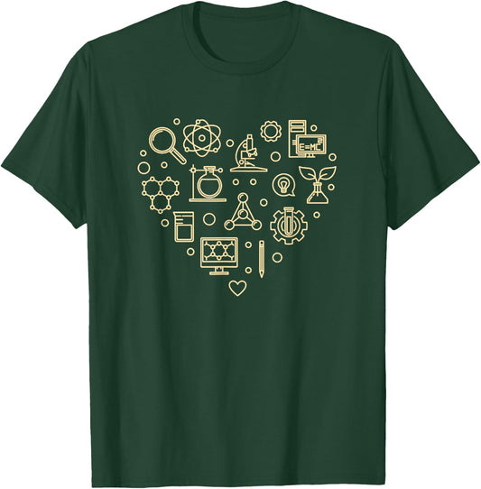 Science Love Heart Scientist T-Shirt - T-Shirt | Forest