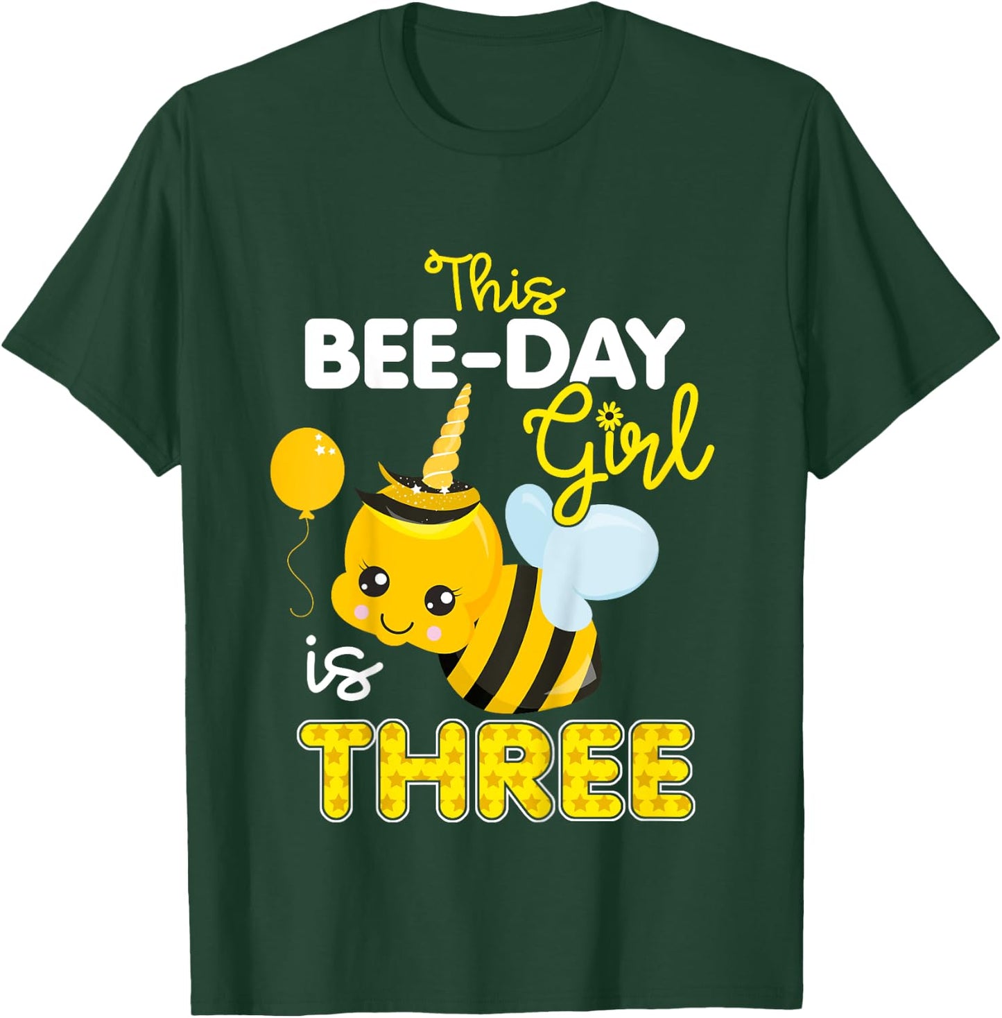 3rd Birthday Girl Bee Themed 3 Year Old Bday Matching Party T-Shirt - T-Shirt | Forest