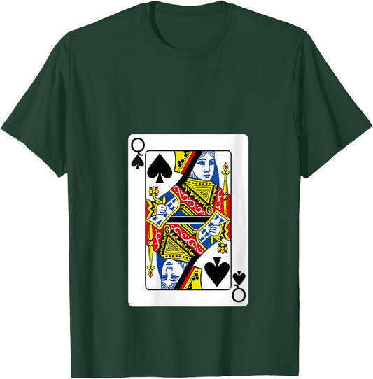 Queen Of Spades Playing Card Group Costume Poker Player V-Neck T-Shirt - T-Shirt | Forest