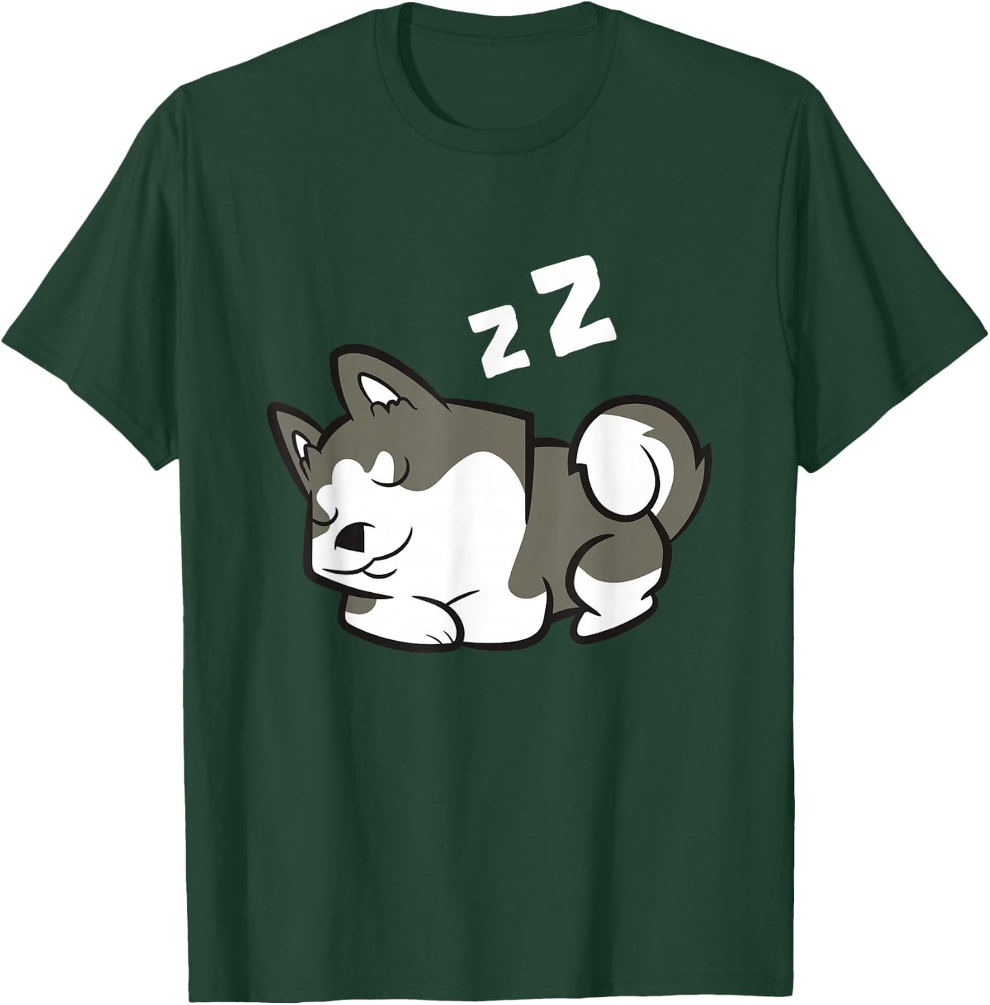 Lazy Husky Dog Sleeping Siberian Husky T-Shirt - T-Shirt | Forest