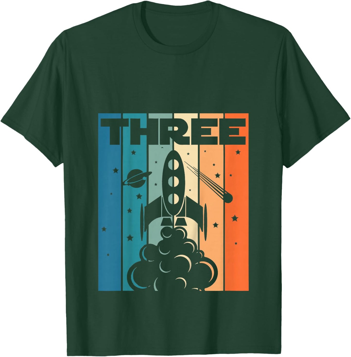 3 Year Old 3rd Space Rocket Astronaut Birthday Boys Girls T-Shirt - T-Shirt | Forest