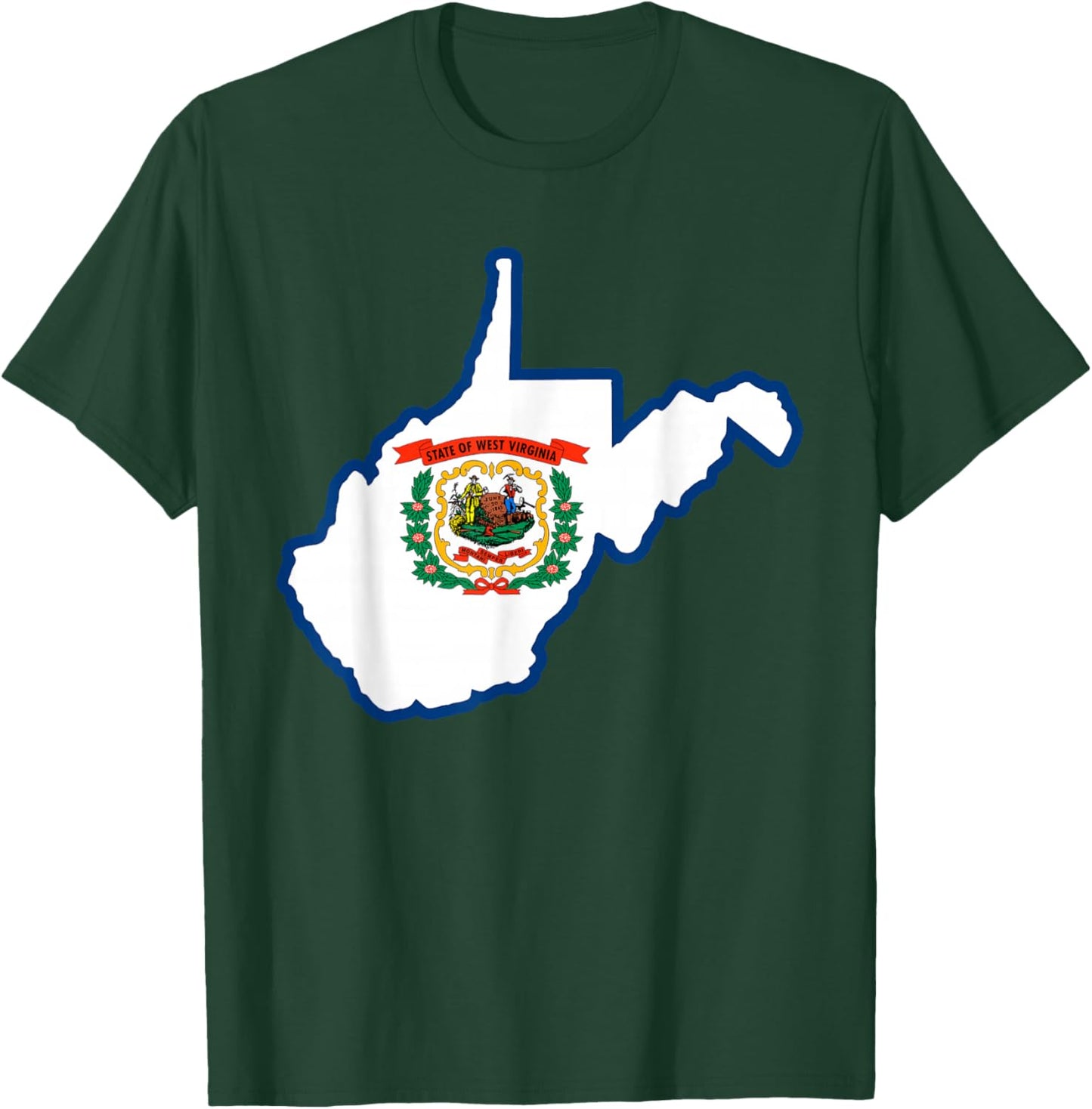 West Virginia State Map Flag Silhouette WV Home T-Shirt - T-Shirt | Forest