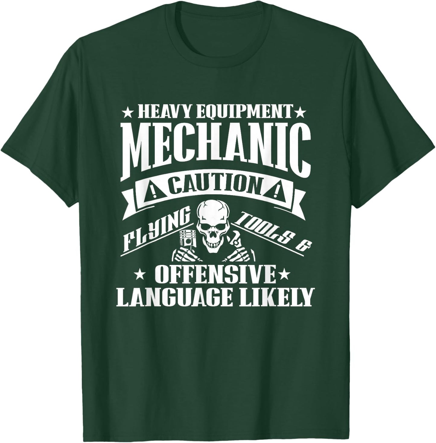 Caution Flying Tools Heavy Equipment Mechanic Shirt T-Shirt - T-Shirt | Forest