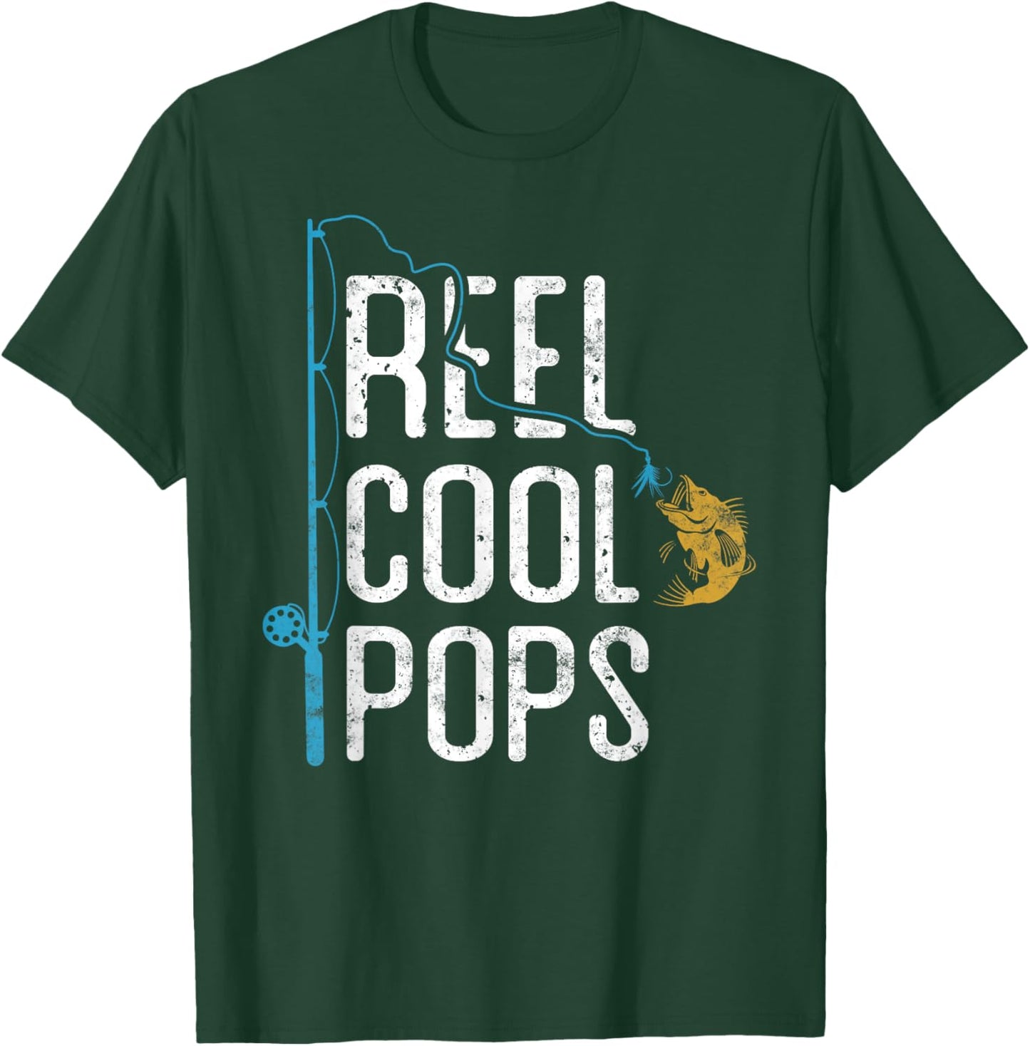 Fishing Reel Cool Pops Father’s Day Gift Fisherman Pops T-Shirt - T-Shirt | Forest