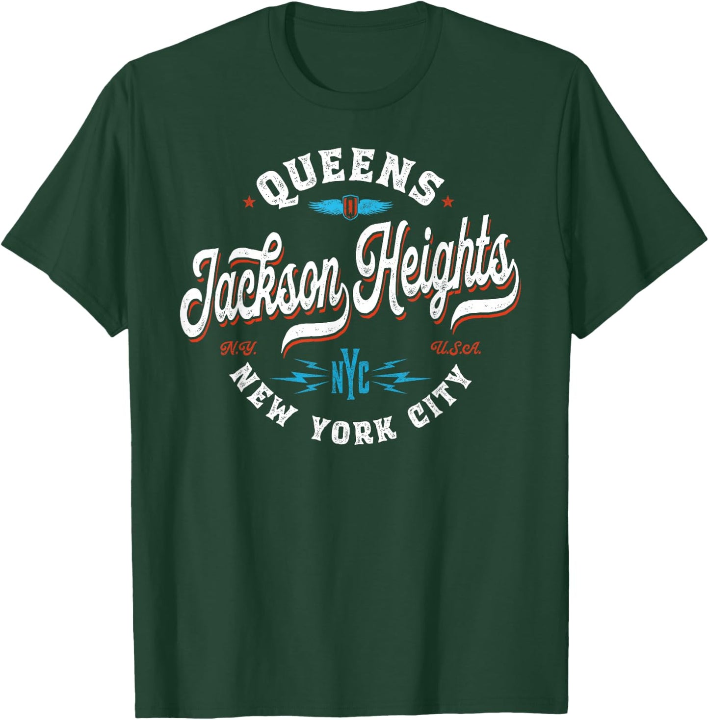 Vintage Jackson Heights Queens Graphic T-Shirt - T-Shirt | Forest
