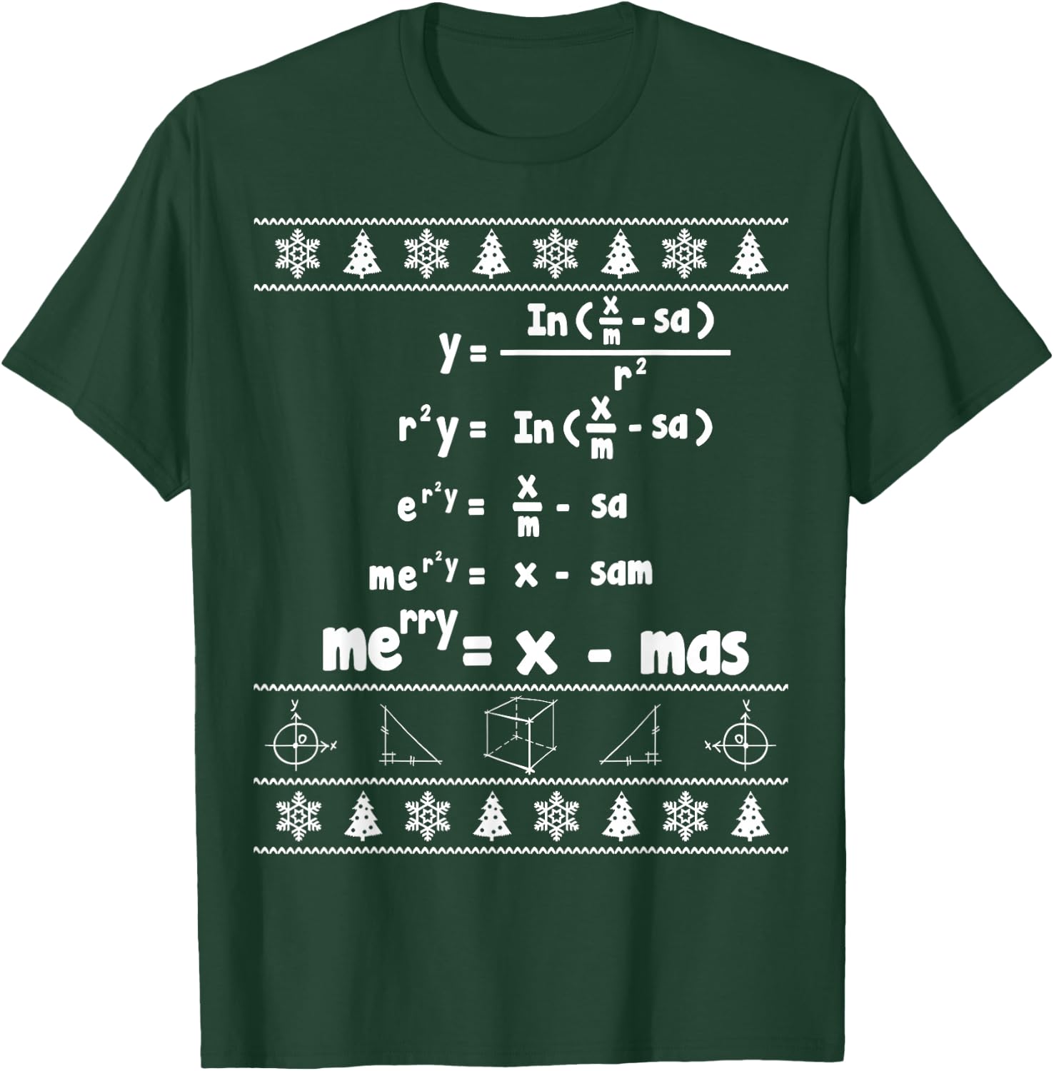 Merry = X-mas Ugly Christmas Math Sweater T-Shirt - T-Shirt | Forest