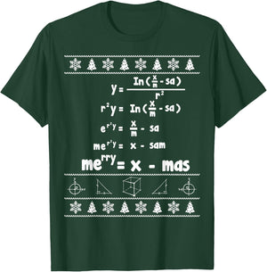 Merry = X-mas Ugly Christmas Math Sweater T-Shirt - T-Shirt | Forest