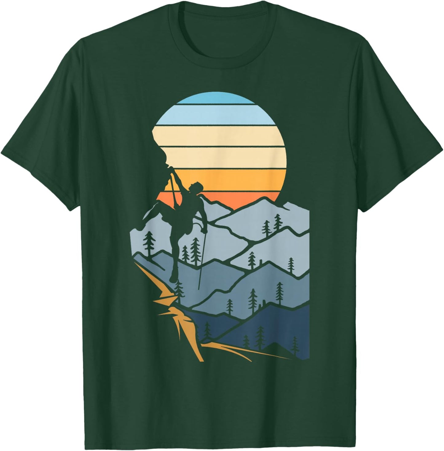 Mountain Climber Boulder Sports Hobby Retro Rock Climbing T-Shirt - T-Shirt | Forest