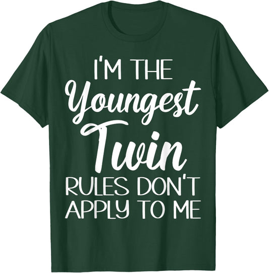 Youngest Twin Shirt Birthday Sibling Funny Twins Matching T-Shirt - T-Shirt | Forest