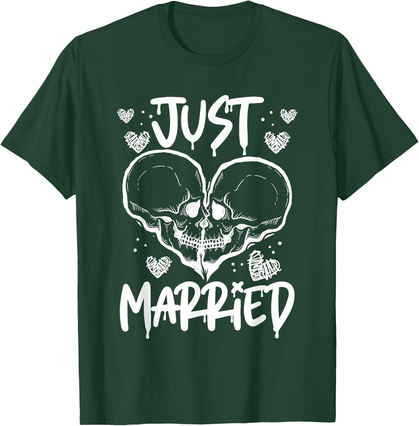 Just Married Halloween Skeleton Bride and Groom Wedding T-Shirt - T-Shirt | Forest