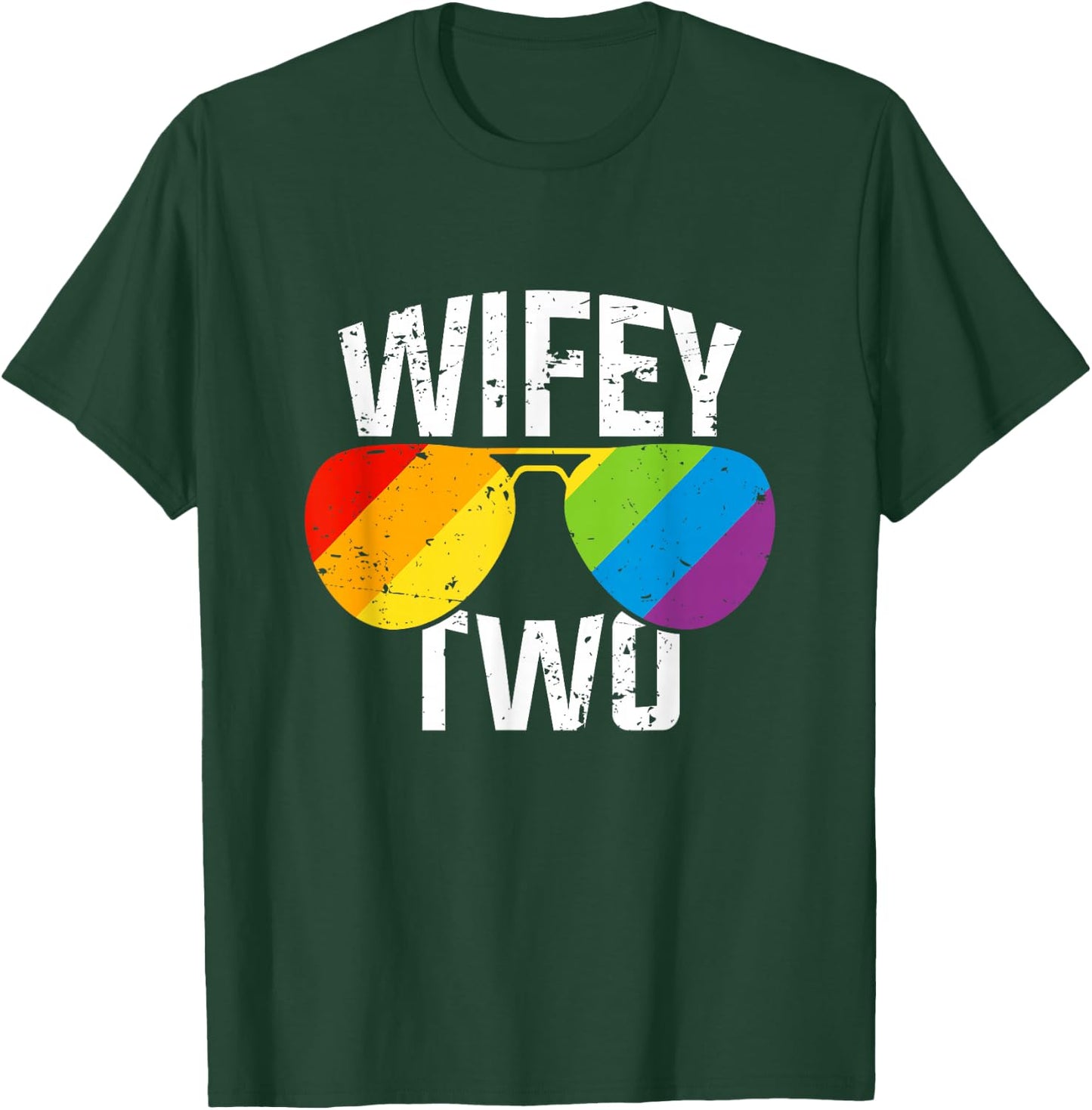 Lesbian Pride Wifey Two Bride Matching Couples Gift Shirt T-Shirt - T-Shirt | Forest