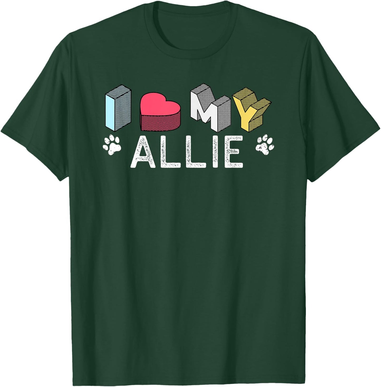 Allie Personalized Dog Name Allie Pet Lover Men Women Kids T-Shirt - T-Shirt | Forest