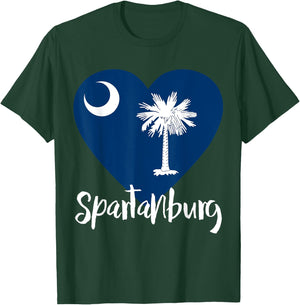I Love Spartanburg South Carolina City SC Flag Heart T-Shirt - T-Shirt | Forest