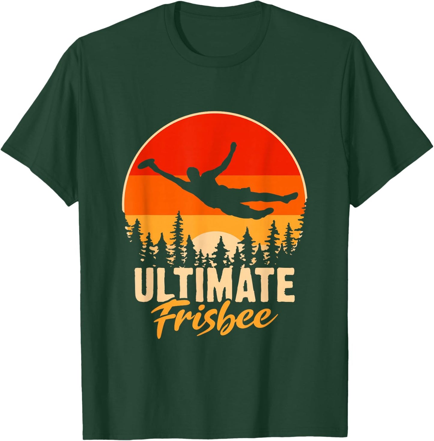 Retro Ultimate Frisbee Player Men Women Vintage Flying Disc T-Shirt - T-Shirt | Forest