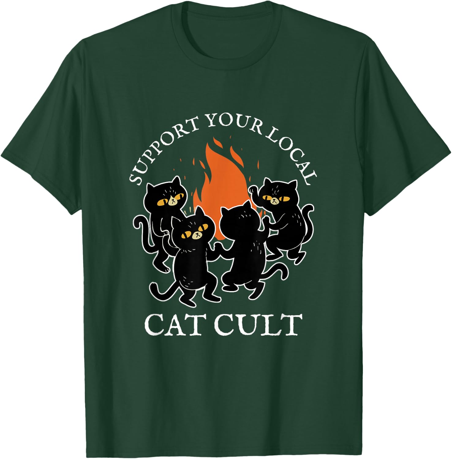 Support Your Local Cat Cult Occult Black Cats Dancing Witch Women T-Shirt - T-Shirt | Forest