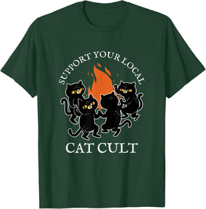 Support Your Local Cat Cult Occult Black Cats Dancing Witch Women T-Shirt - T-Shirt | Forest