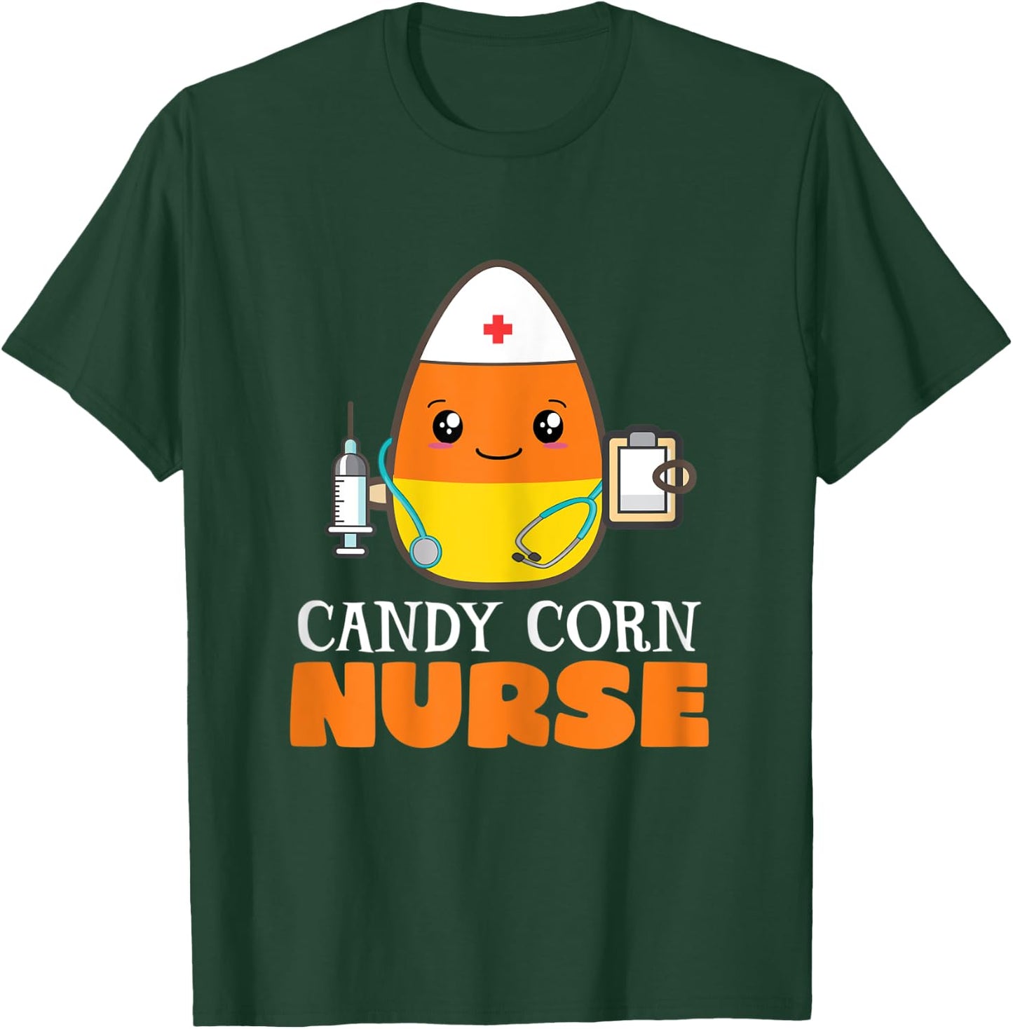 Funny Candy Corn Nurse Halloween Nurse with Stethoscope T-Shirt - T-Shirt | Forest
