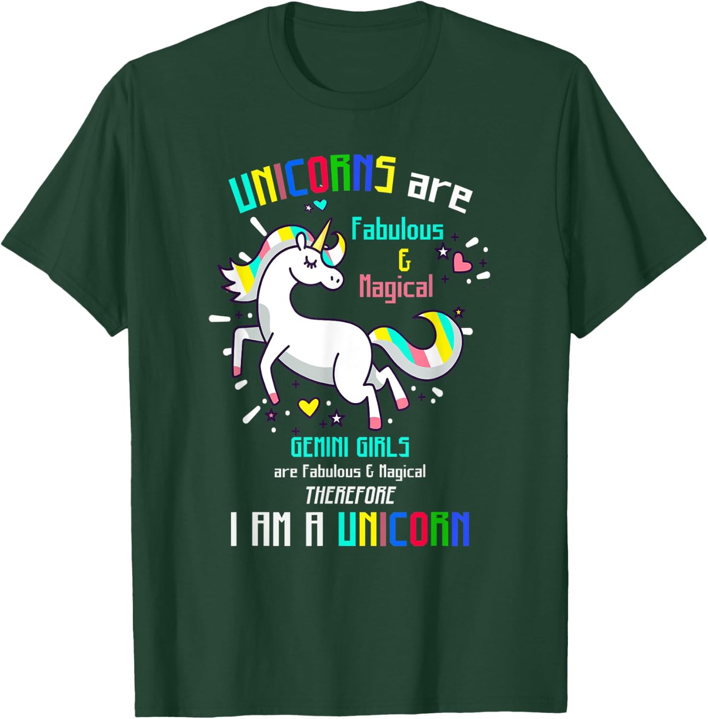 GEMINI SIGN | UNICORNS | GEMINI GIRLS ARE FABULOUS - Birthda T-Shirt - T-Shirt | Forest