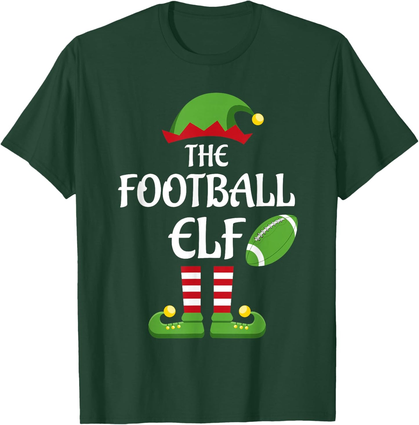 Football Elf Family Matching Group Christmas T-Shirt - T-Shirt | Forest