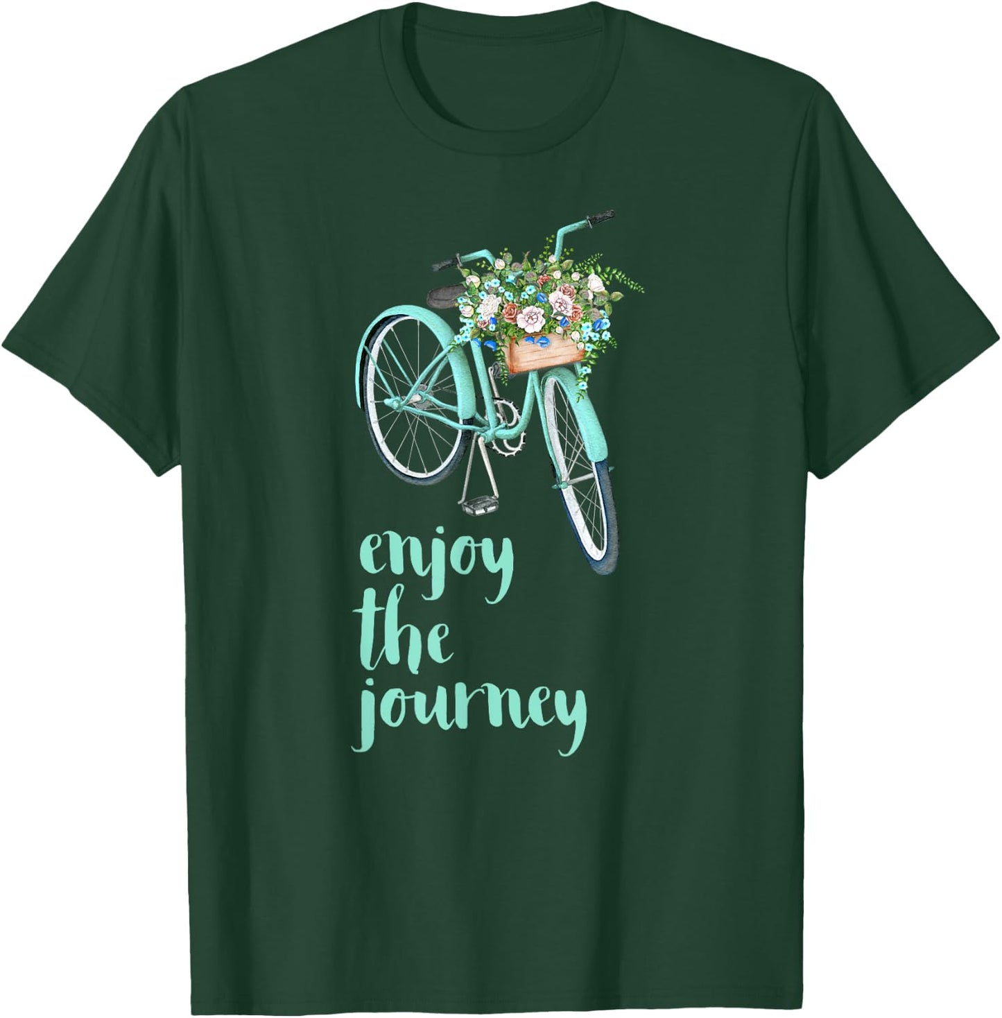 Enjoy the Journey Cycling Green Bicycle with Flowers T-Shirt - T-Shirt | Forest