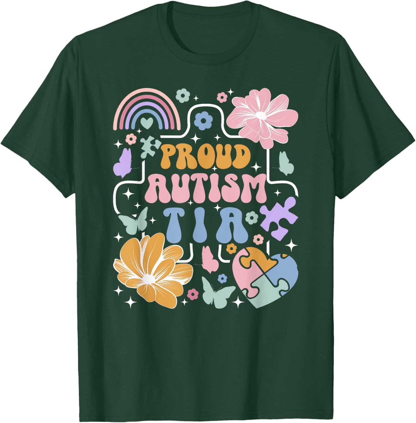 Groovy Proud Autism Tia Autism Awareness For Tia T-Shirt - T-Shirt | Forest