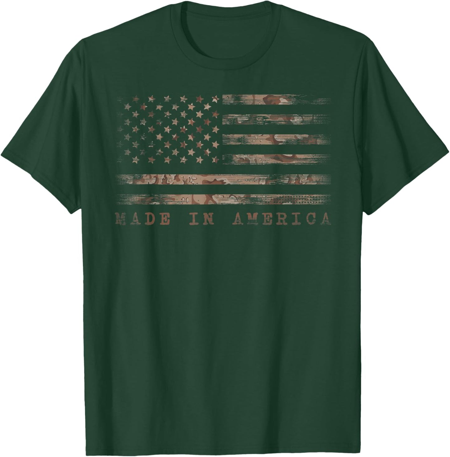 Made In America With US Flag Design For USA Independence Day T-Shirt - T-Shirt | Forest