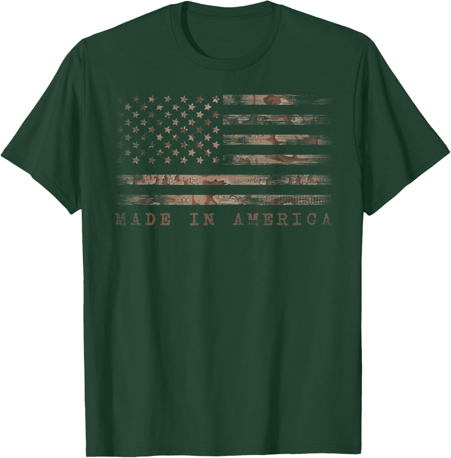 Made In America With US Flag Design For USA Independence Day T-Shirt - T-Shirt | Forest