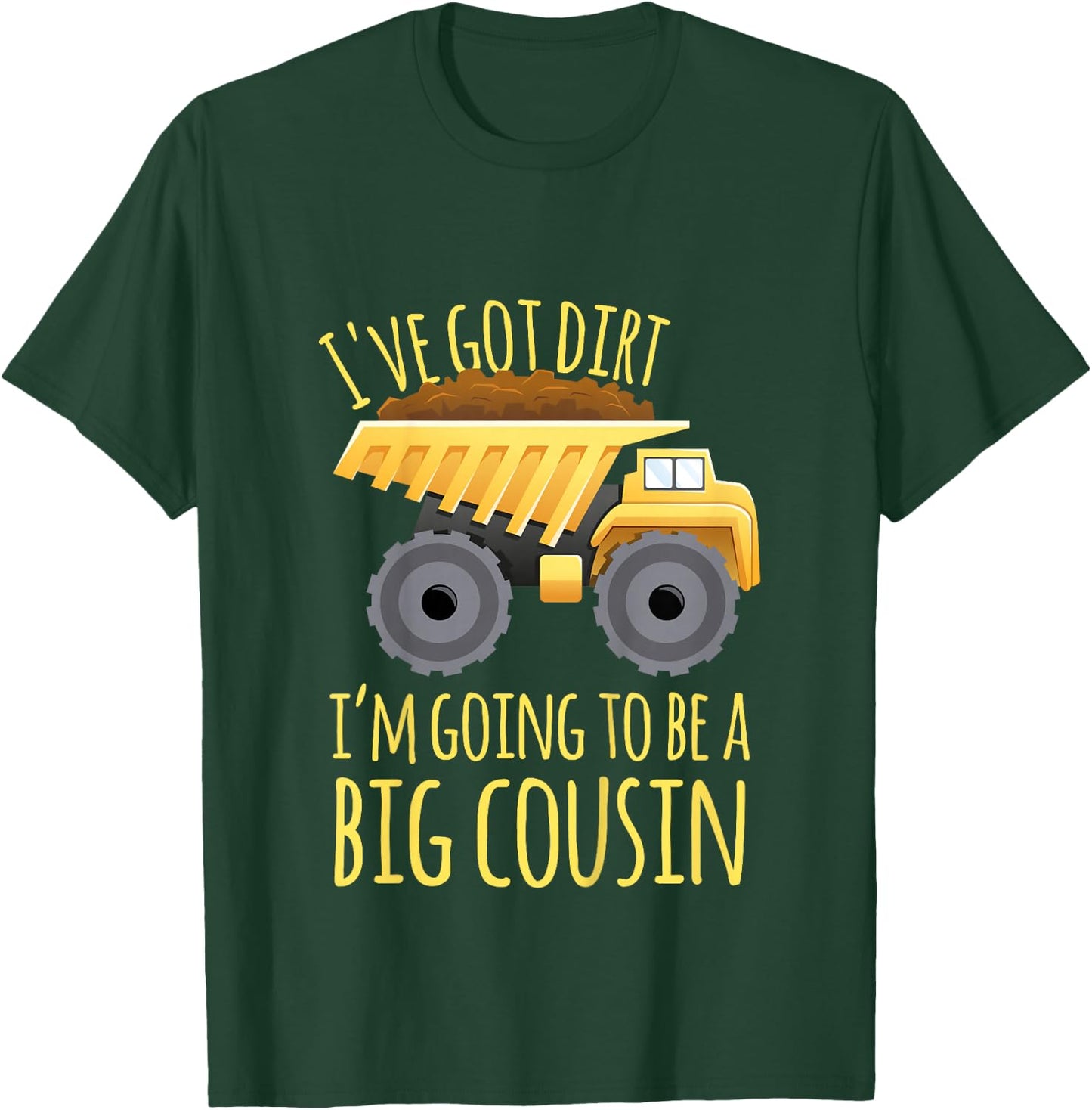 Kids Big cousin digger construction design for pregnancy reveal T-Shirt - T-Shirt | Forest