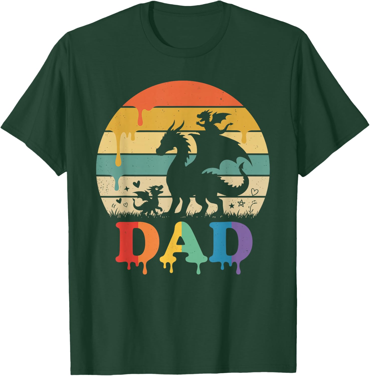 Drip Sunset Dragon Dad Grandpa Father's Day T-Shirt - T-Shirt | Forest
