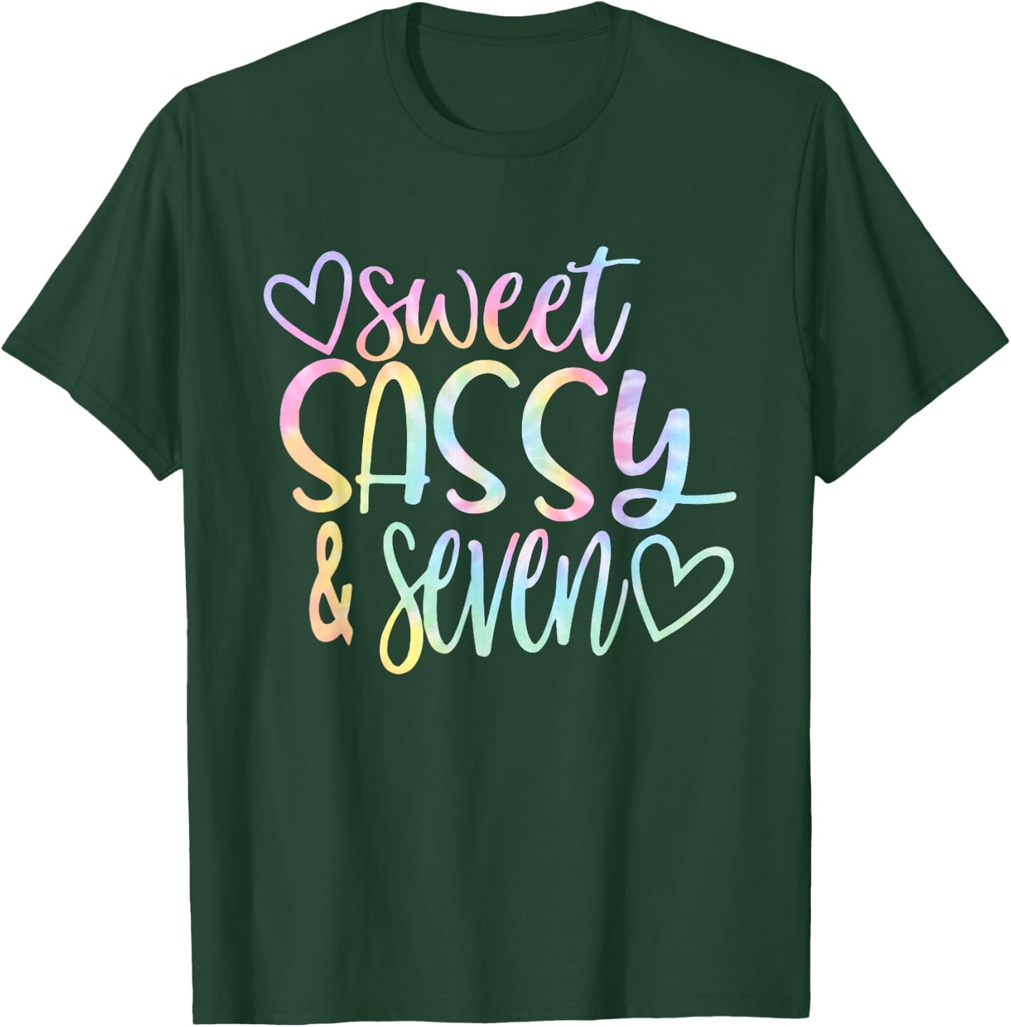 Sweet Sassy and Seven Girl's Birthday Tie Dye Girls Kids T-Shirt - T-Shirt | Forest