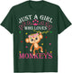Just A Girl Who Loves Monkeys Cute Monkey Lover Kids T-Shirt - T-Shirt | Forest