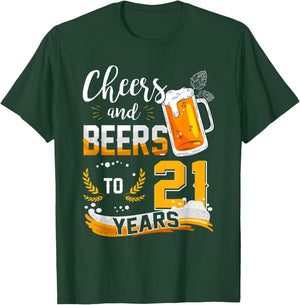 21st Birthday Cheers And Beers To 21 Years Born In 2002 T-Shirt - T-Shirt | Forest