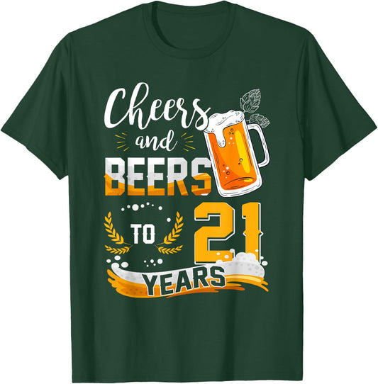 21st Birthday Cheers And Beers To 21 Years Born In 2002 T-Shirt - T-Shirt | Forest
