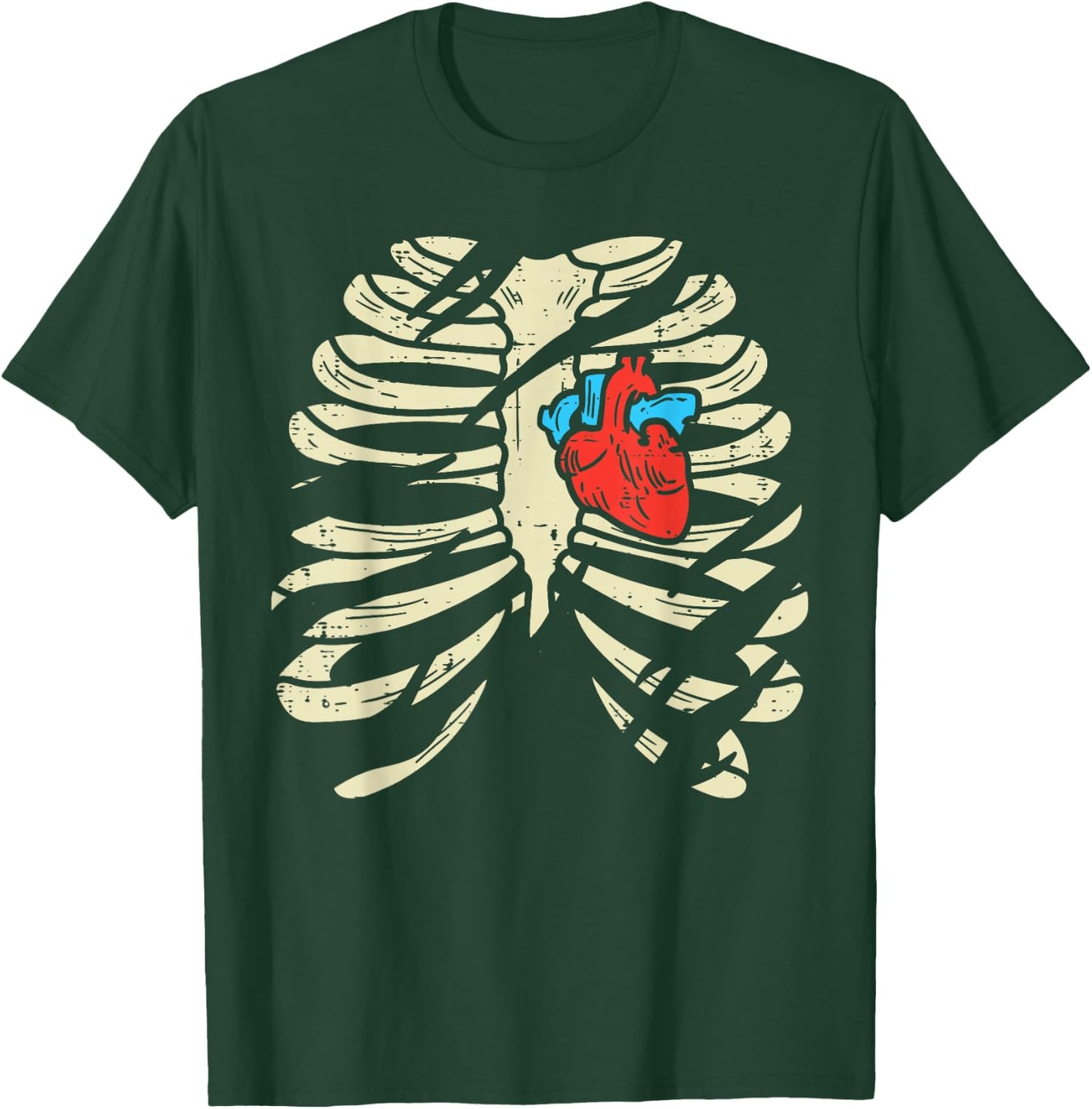 Skeleton Rib Heart Scary Spooky Halloween Men Women Boys Kid T-Shirt - T-Shirt | Forest