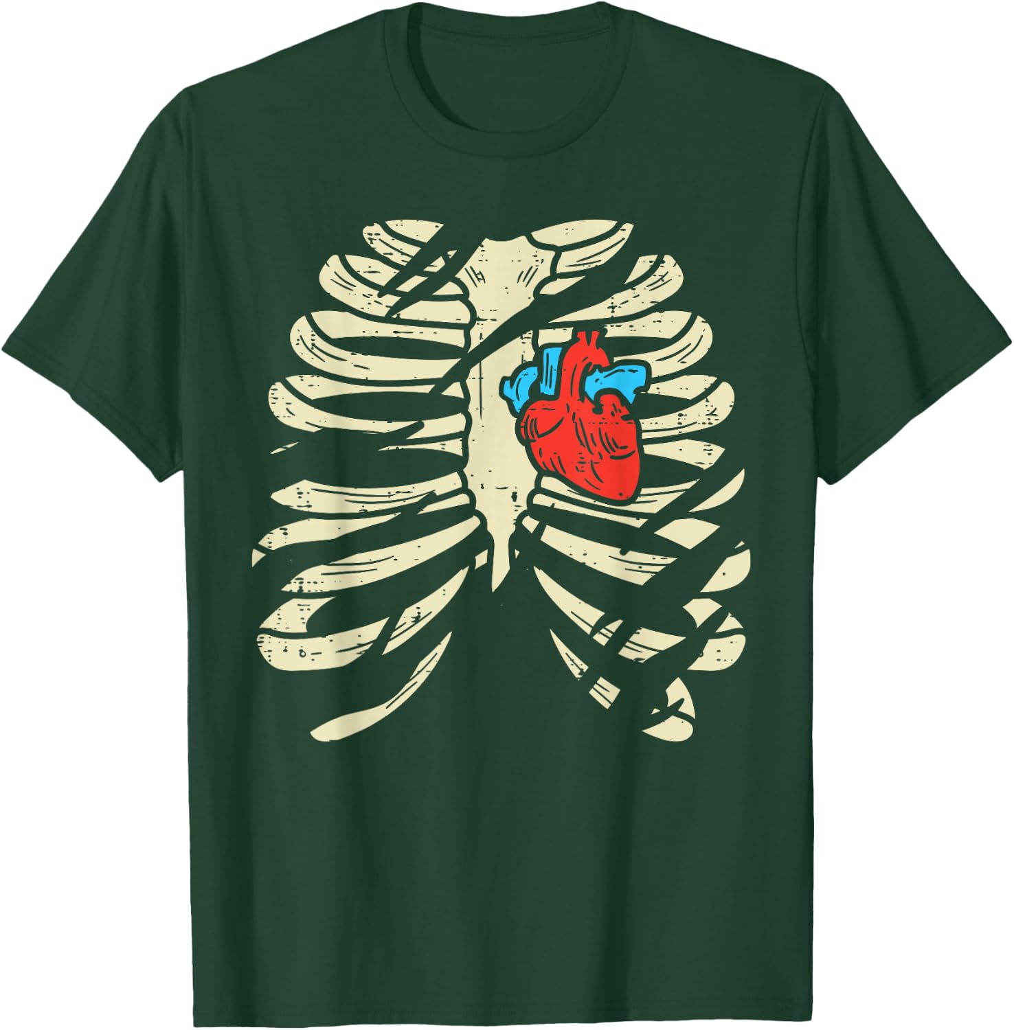 Skeleton Rib Heart Scary Spooky Halloween Men Women Boys Kid T-Shirt - T-Shirt | Forest
