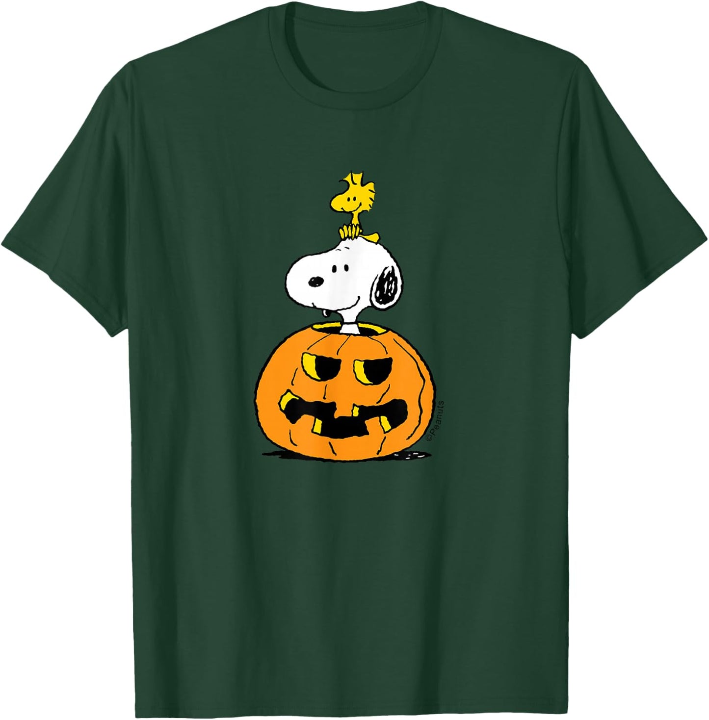 Peanuts - Halloween - Snoopy Woodstock Pumpkin T-Shirt - T-Shirt | Forest