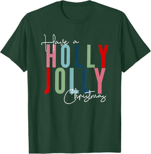 Have A Holly Xmas Jolly Christmas Rainbow T-Shirt - T-Shirt | Forest
