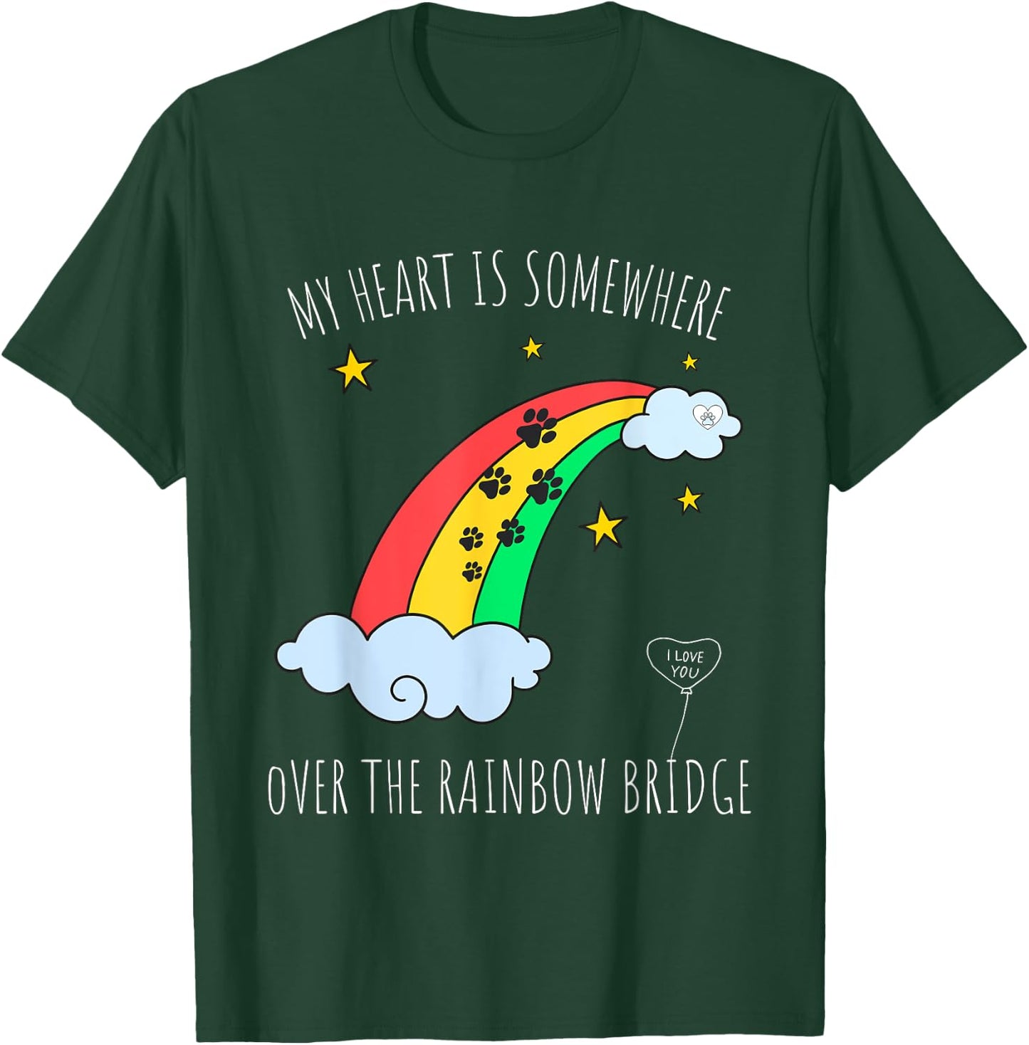 Loss of a Beloved Cat Dog. Rainbow Bridge Theme Men Women Kids T-Shirt - T-Shirt | Forest