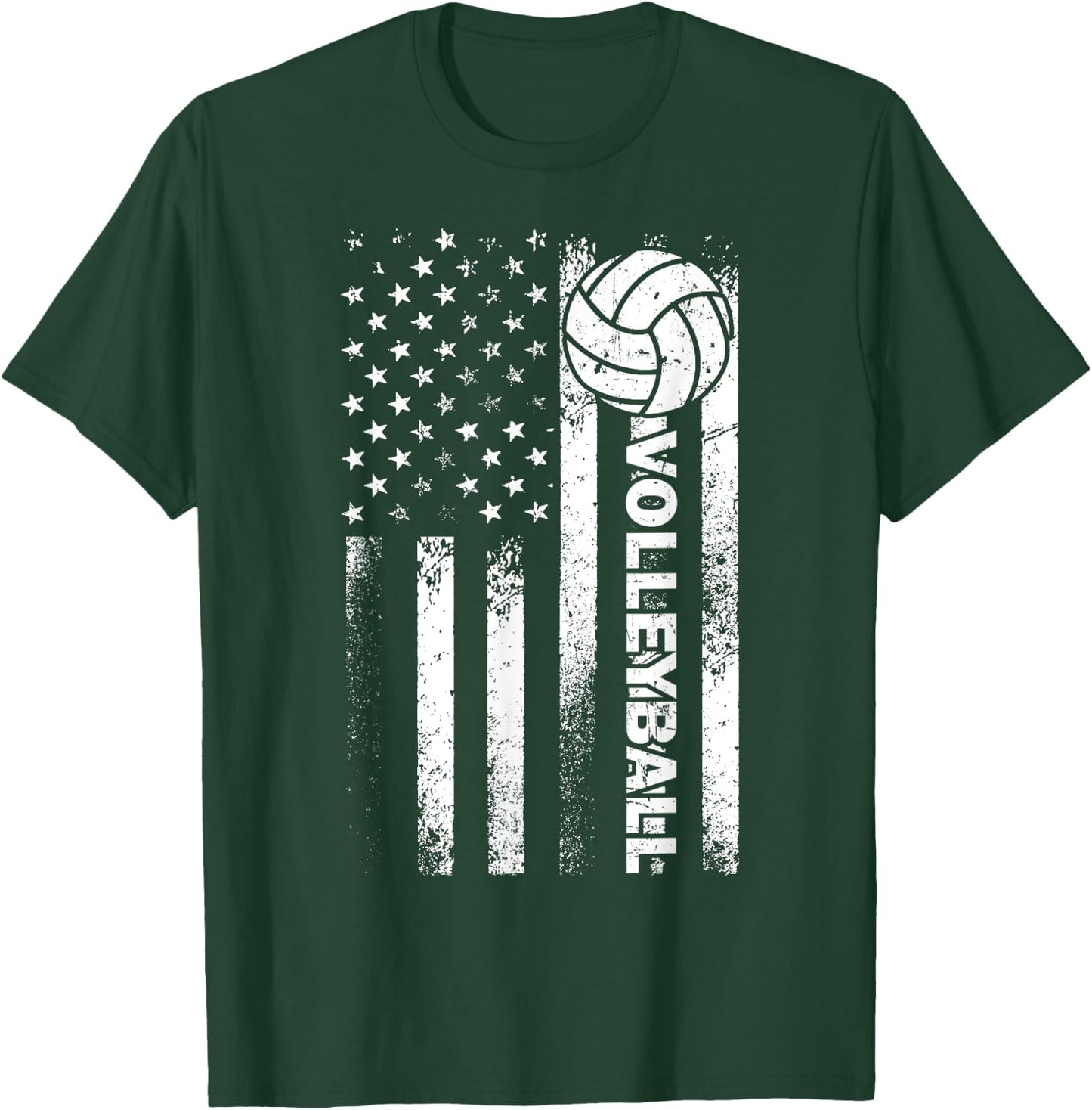Funny Volleyball Design Women USA Patriotic Athlete T-Shirt - T-Shirt | Forest