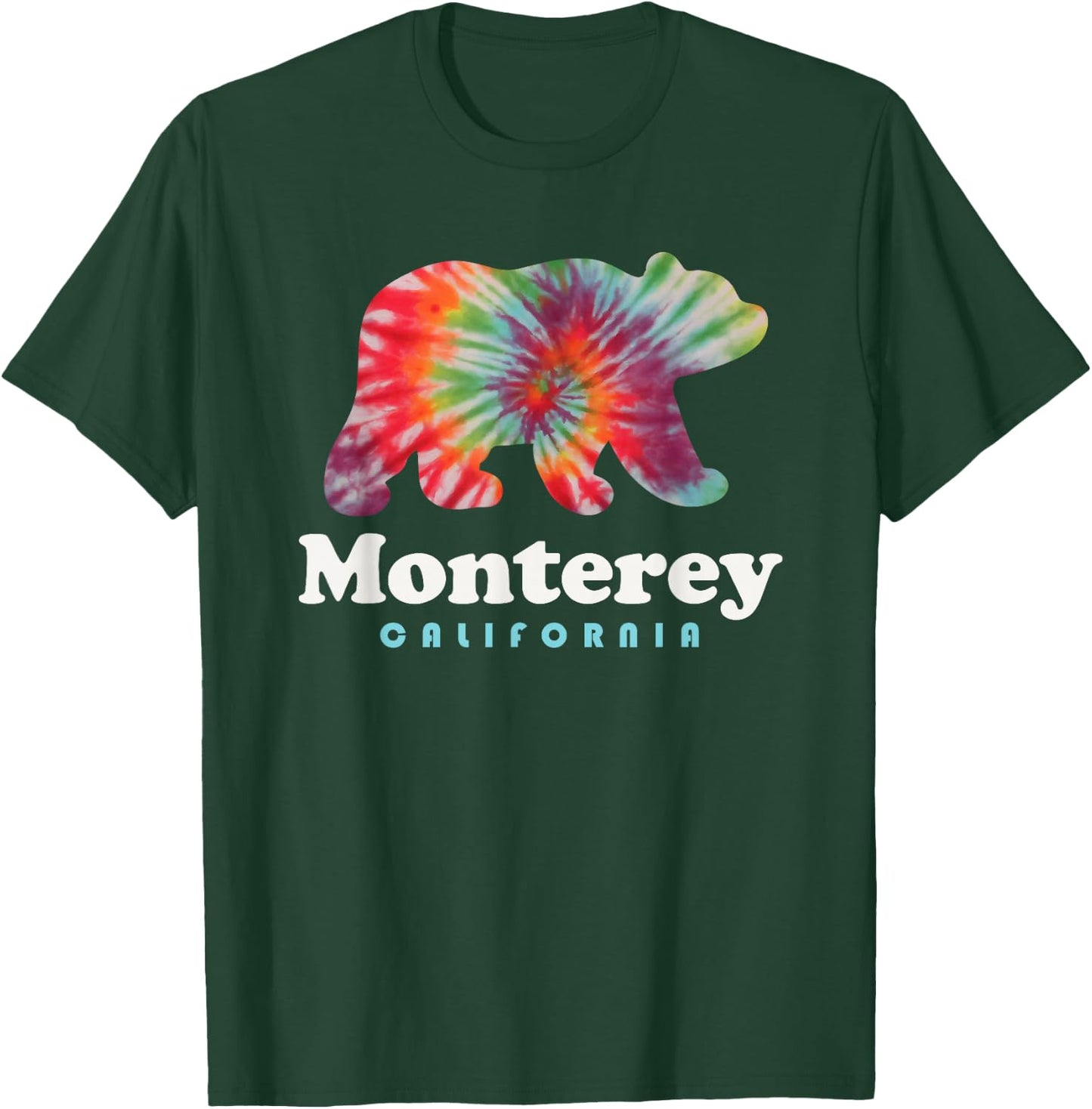 Monterey California Bear Tie Dye Hippie Carmel Valley T-Shirt - T-Shirt | Forest