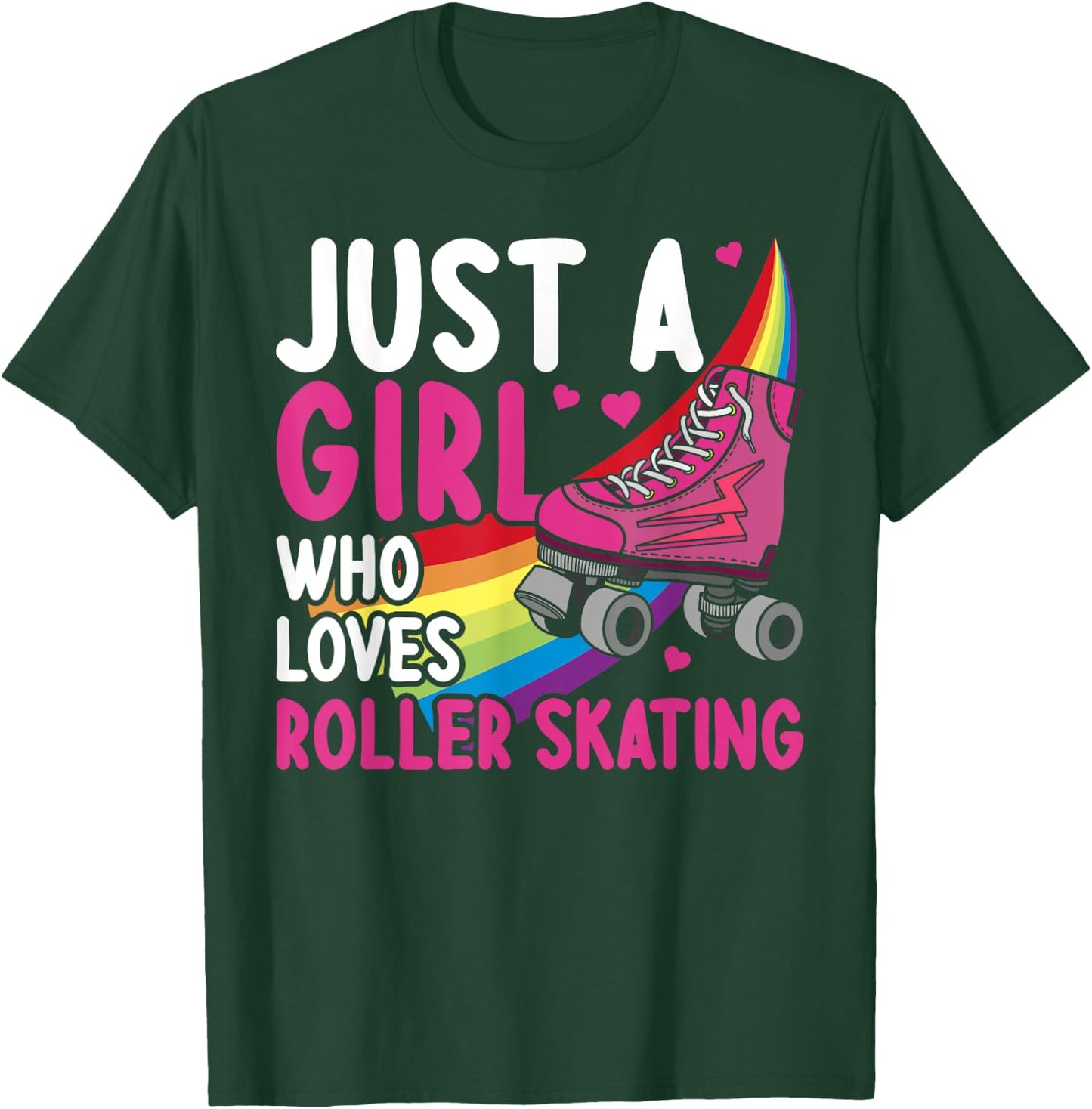 Funny Roller Skating Art Girls Women Kids Roller Disco Skate T-Shirt - T-Shirt | Forest