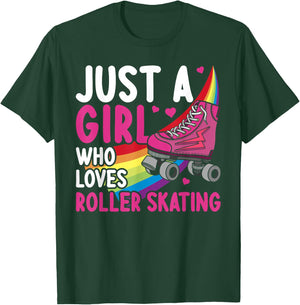 Funny Roller Skating Art Girls Women Kids Roller Disco Skate T-Shirt - T-Shirt | Forest