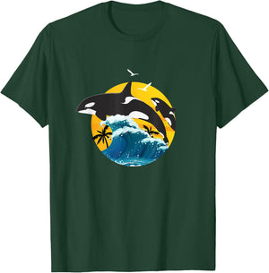 Orca Squad Whale Sunset Sea Animal Wildlife Boys & Girls T-Shirt - T-Shirt | Forest