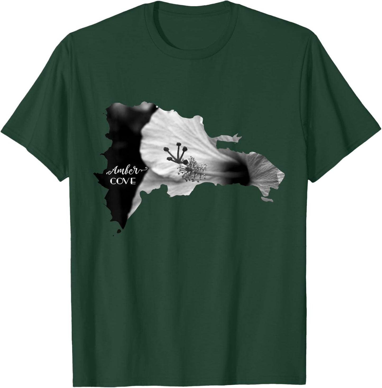 AMBER COVE Dominican Republic Map and Hibiscus Flower T-Shirt - T-Shirt | Forest