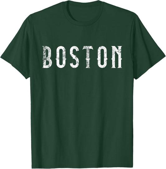 Vintage Boston Massachusetts Distressed T-Shirt - T-Shirt | Forest