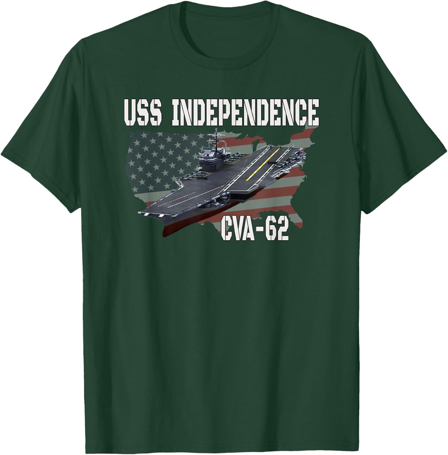 USS Independence CVA-62 Aircraft Carrier Veterans Day T-Shirt - T-Shirt | Forest