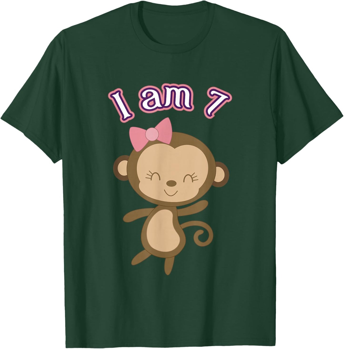Seventh Birthday Monkey Kids for 7 Years Old T-Shirt - T-Shirt | Forest