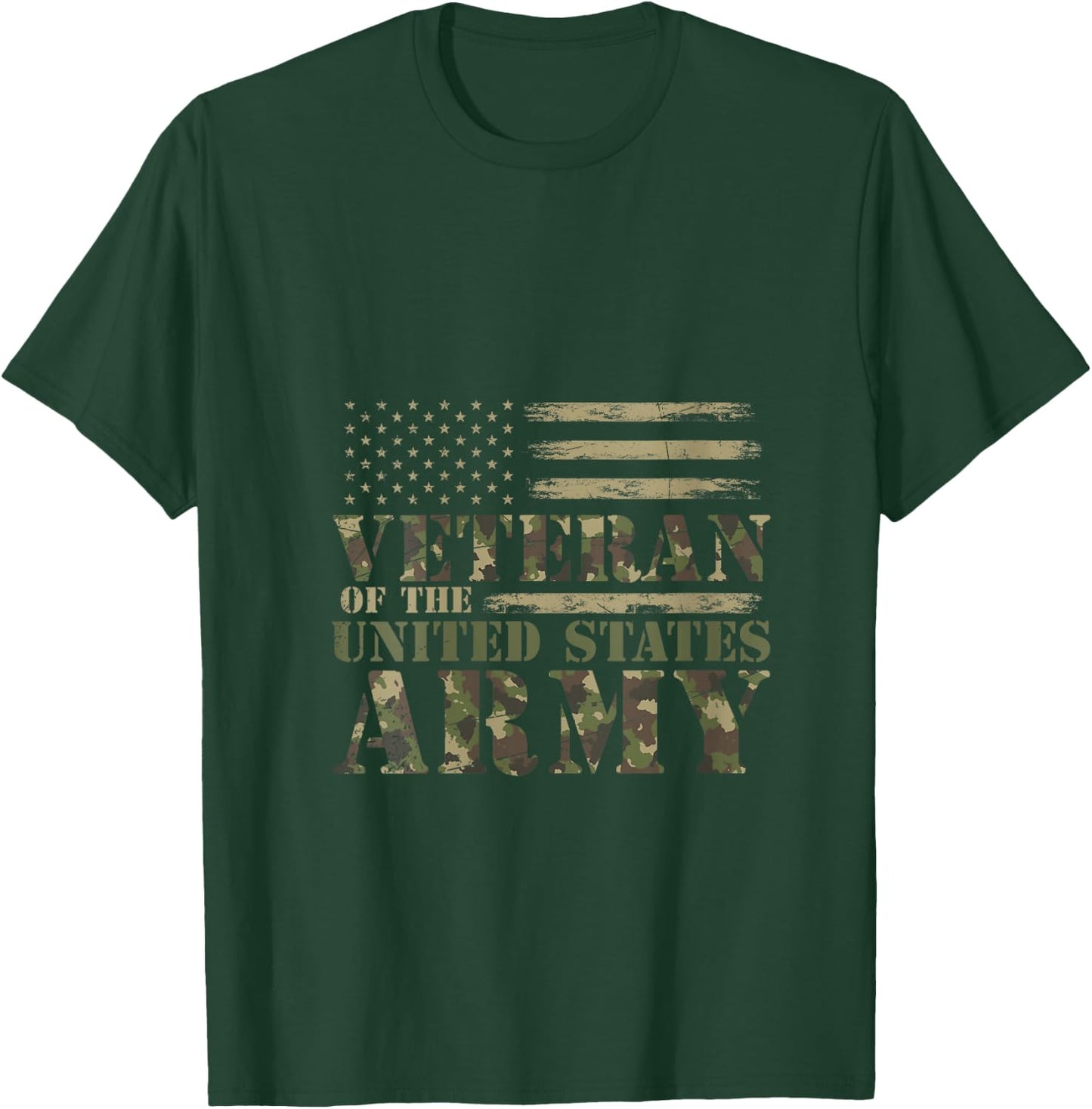Proud Soldier United States Army USA Flag Camouflage Veteran V-Neck T-Shirt - T-Shirt | Forest