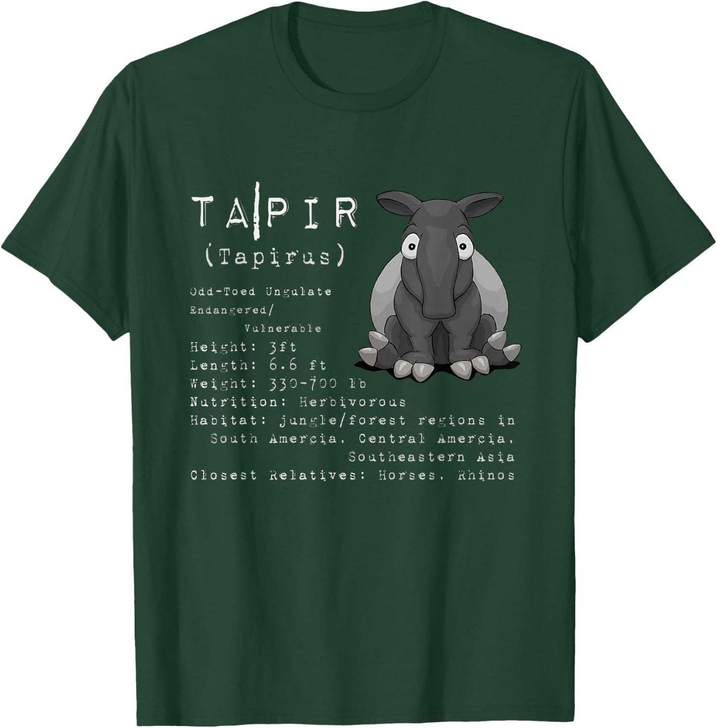 Chubby Malayan Tapir Facts Information T-Shirt - T-Shirt | Forest