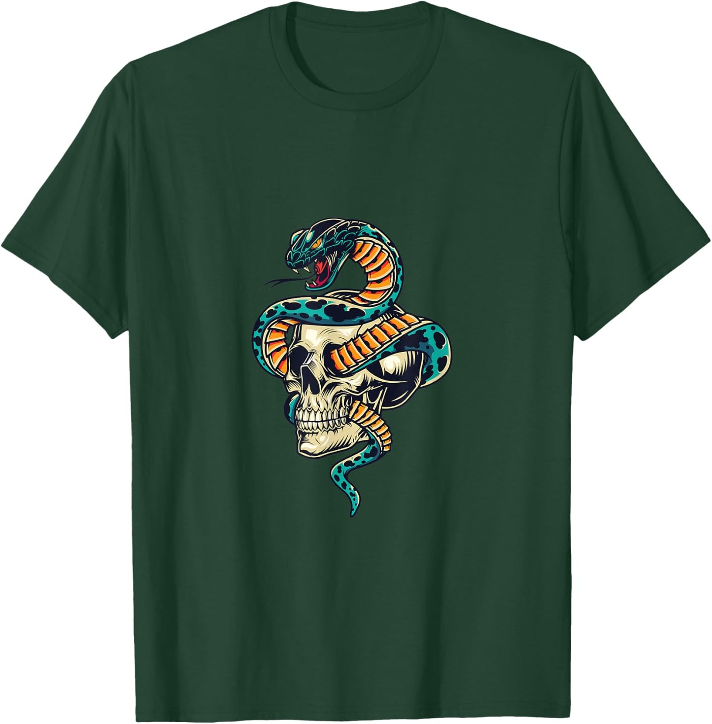 Tattoo Design Snake in Skull Cobra Skull T-Shirt - T-Shirt | Forest